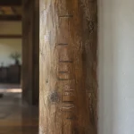 古い柱に刻まれた、背比べの印